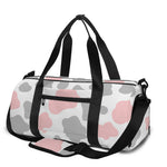 Pink Grey And White Cow Print Gym Bag