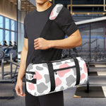 Pink Grey And White Cow Print Gym Bag
