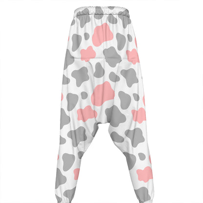 Pink Grey And White Cow Print Hammer Pants