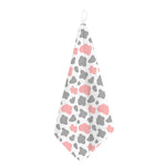 Pink Grey And White Cow Print Hand Towel