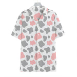 Pink Grey And White Cow Print Hawaiian Shirt