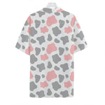Pink Grey And White Cow Print Hawaiian Shirt