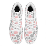 Pink Grey And White Cow Print High Top Leather Sneakers