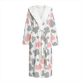 Pink Grey And White Cow Print Hooded Bathrobe