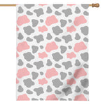 Pink Grey And White Cow Print House Flag