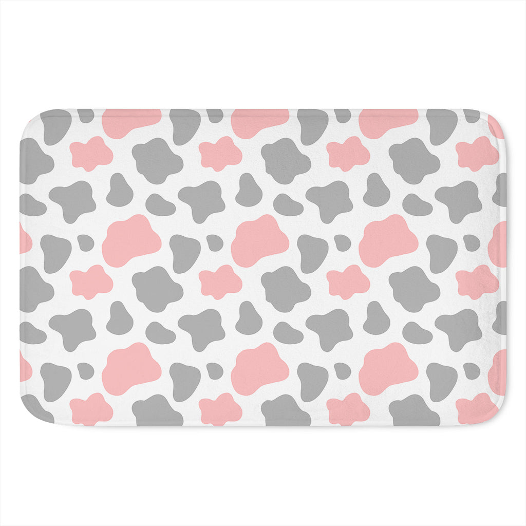 Pink Grey And White Cow Print Indoor Door Mat