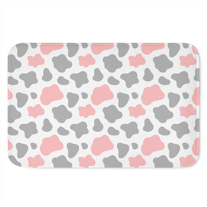 Pink Grey And White Cow Print Indoor Door Mat
