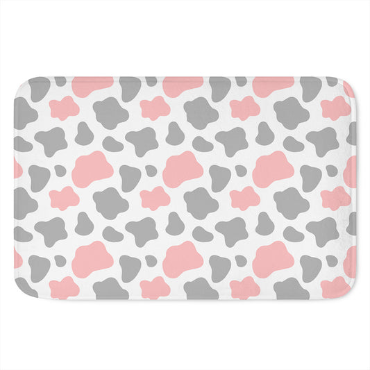 Pink Grey And White Cow Print Indoor Door Mat