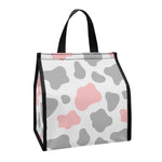 Pink Grey And White Cow Print Insulated Lunch Tote