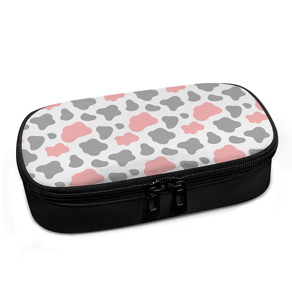 Pink Grey And White Cow Print Insulin Cooler Travel Case