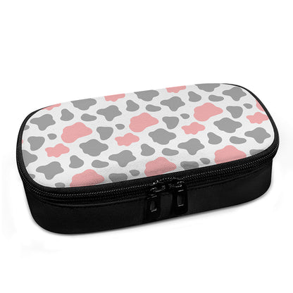 Pink Grey And White Cow Print Insulin Cooler Travel Case