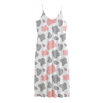 Pink Grey And White Cow Print Jersey Midi Cami Dress