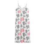 Pink Grey And White Cow Print Jersey Midi Cami Dress