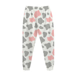 Pink Grey And White Cow Print Jogger Pants