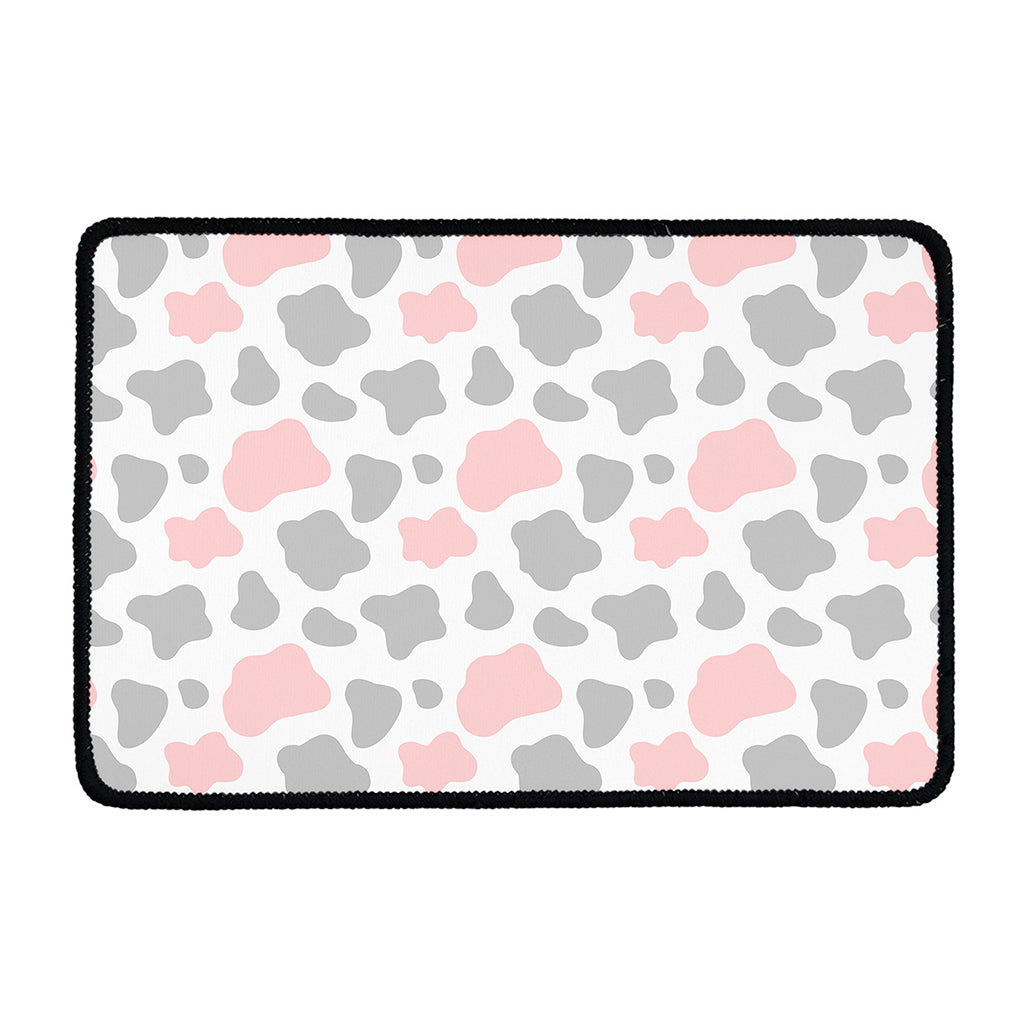 Pink Grey And White Cow Print Kitchen Mat