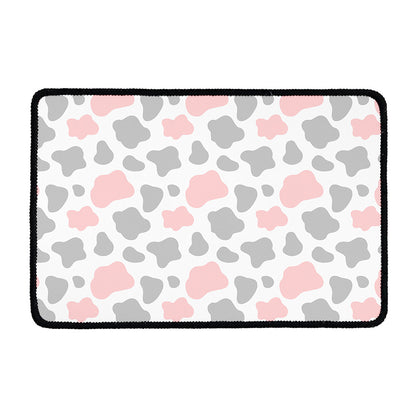 Pink Grey And White Cow Print Kitchen Mat