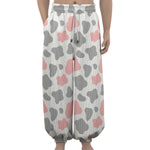 Pink Grey And White Cow Print Lantern Pants
