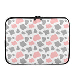 Pink Grey And White Cow Print Laptop Sleeve