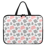 Pink Grey And White Cow Print Laptop Sleeve With Handle