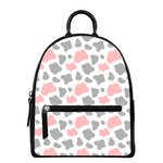Pink Grey And White Cow Print Leather Backpack