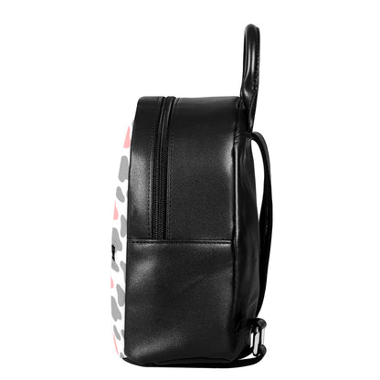 Pink Grey And White Cow Print Leather Backpack