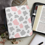 Pink Grey And White Cow Print Leather Bible Cover