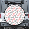 Pink Grey And White Cow Print Leather Spare Tire Cover
