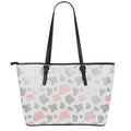 Pink Grey And White Cow Print Leather Tote Bag With Zipper