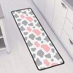 Pink Grey And White Cow Print Long Kitchen Mat