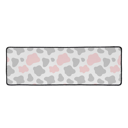 Pink Grey And White Cow Print Long Kitchen Mat