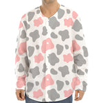 Pink Grey And White Cow Print Long Sleeve Baseball Jersey