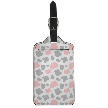 Pink Grey And White Cow Print Luggage Tag