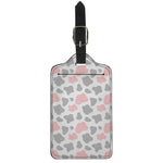 Pink Grey And White Cow Print Luggage Tag