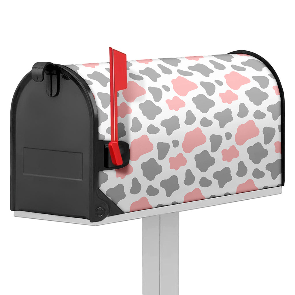 Pink Grey And White Cow Print Mailbox Cover