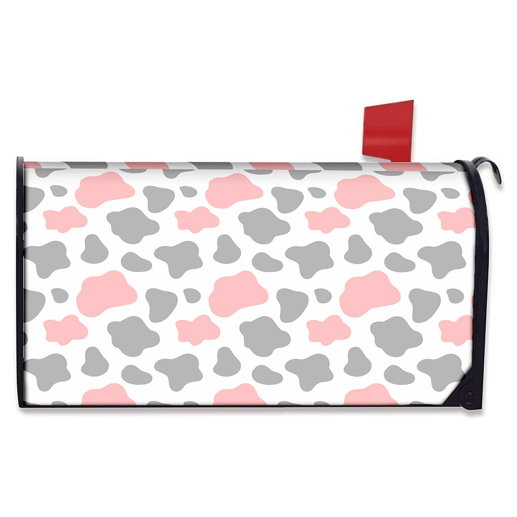Pink Grey And White Cow Print Mailbox Cover