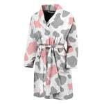 Pink Grey And White Cow Print Men's Bathrobe