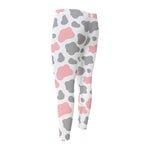 Pink Grey And White Cow Print Men's Compression Pants