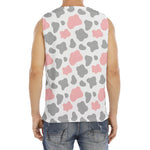 Pink Grey And White Cow Print Men's Fitness Tank Top