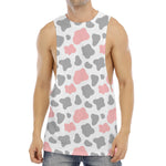 Pink Grey And White Cow Print Men's Muscle Tank Top