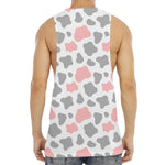 Pink Grey And White Cow Print Men's Muscle Tank Top