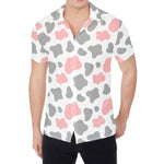Pink Grey And White Cow Print Men's Shirt