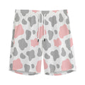 Pink Grey And White Cow Print Men's Athletic Shorts