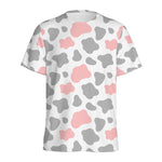 Pink Grey And White Cow Print Men's Sports T-Shirt