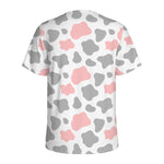 Pink Grey And White Cow Print Men's Sports T-Shirt