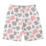 Pink Grey And White Cow Print Men's Swim Trunks
