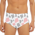 Pink Grey And White Cow Print Men's Triangle Swim Briefs