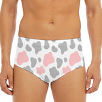 Pink Grey And White Cow Print Men's Triangle Swim Briefs