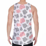 Pink Grey And White Cow Print Men's Velvet Tank Top