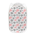 Pink Grey And White Cow Print Mesh Laundry Hamper