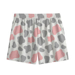 Pink Grey And White Cow Print Mesh Shorts